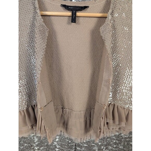 BCBG Maxazria Sequin Ruffled Cardigan Woman's Small - Picture 7 of 12